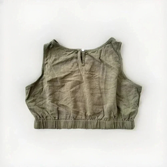 Army Green Short Sleeve Crop Top Size Small - Picture 4 of 4